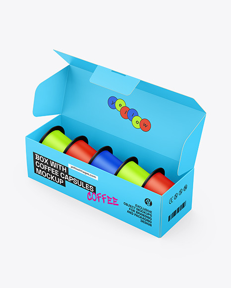 Box W/ Matte Coffee Capsules Mockup