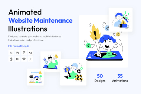 Website Maintenance Mini Illustrations