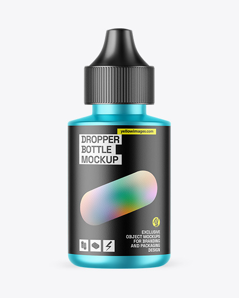 Matte Metallic Dropper Bottle Mockup