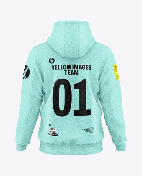 Men&#039;s Heather Hoodie Mockup - Back View
