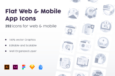 Flat Web and Mobile App Icons