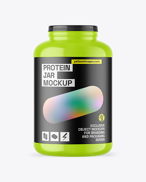 Glossy Protein Jar Mockup