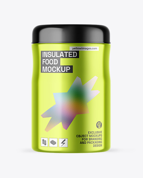Metallic Insulated Food Jar Mockup