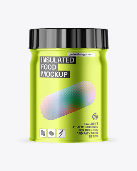 Metallic Insulated Food Jar Mockup