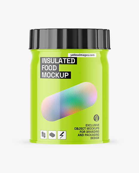 Glossy Insulated Food Jar Mockup