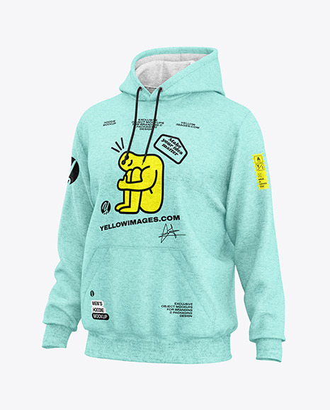 Men&#039;s Heather Hoodie Mockup - Half Side View