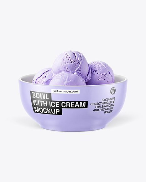 Bowl with Blueberry Ice Cream Mockup