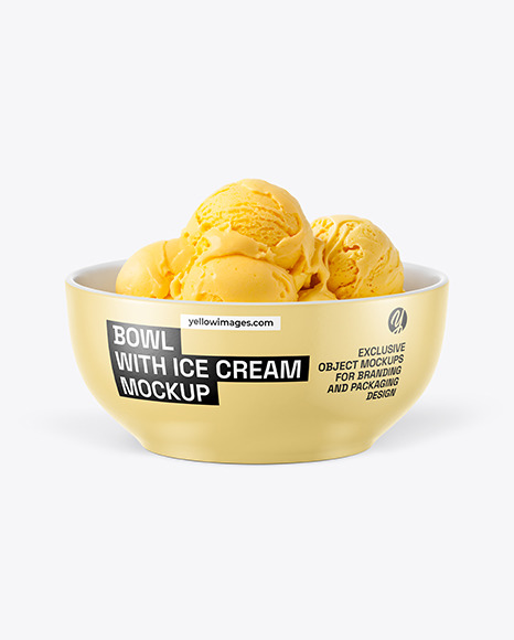 Bowl with Mango Ice Cream Mockup