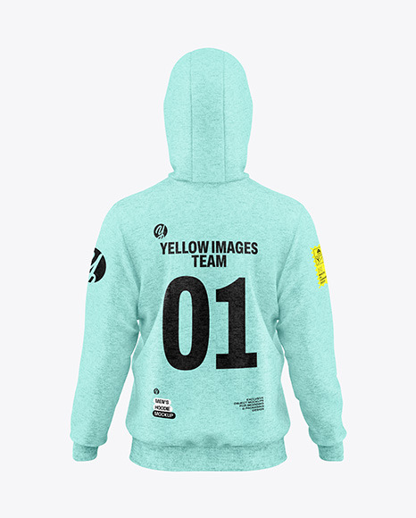 Men&#039;s Heather Hoodie Mockup - Back View