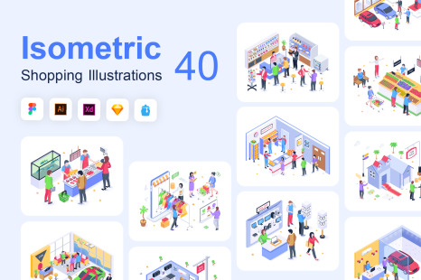 Isometric Shopping Illustrations