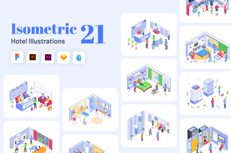 Isometric Hotel Illustrations