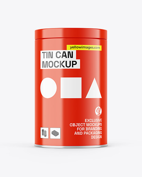 Glossy Tin Can Mockup