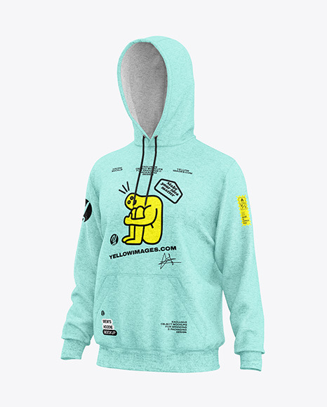 Men&#039;s Heather Hoodie Mockup - Half Side View