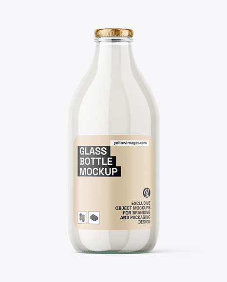 Clear Glass Milk Bottle Mockup