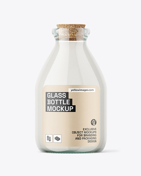 Clear Glass Milk Bottle Mockup