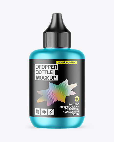 Matte Metallic Dropper Bottle Mockup