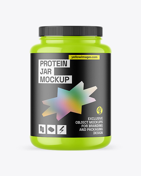 Glossy Protein Jar Mockup