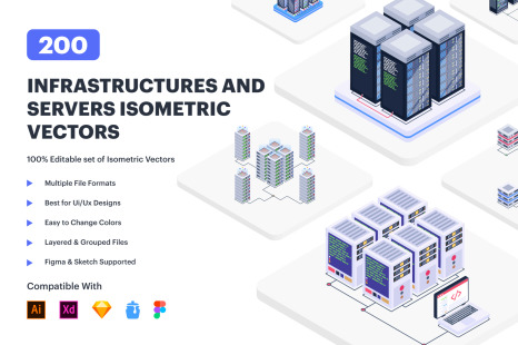 Infrastructure and Server Illustration Set