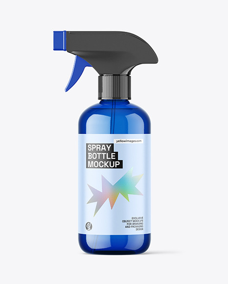 Blue Trigger Spray Bottle Mockup