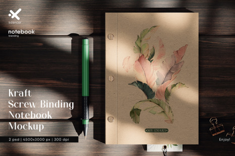 Kraft Screw Binding Notebook Mockup