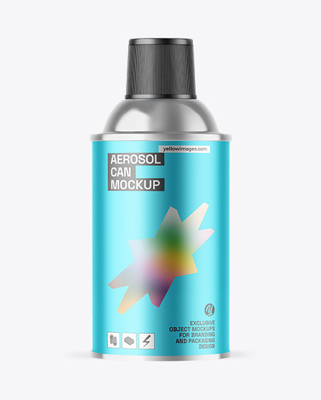 Matte Metallic Aerosol Can Mockup