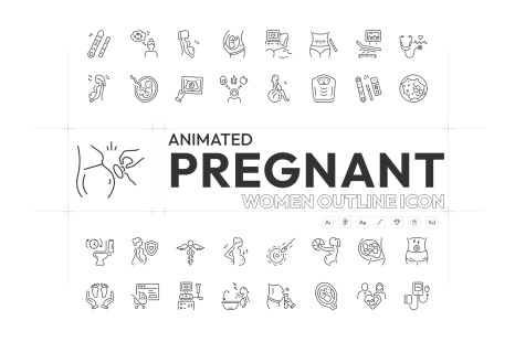 Animated Pregnant Woman Icons
