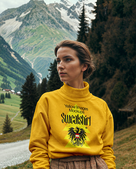 Woman in a Turtleneck Sweatshirt Mockup