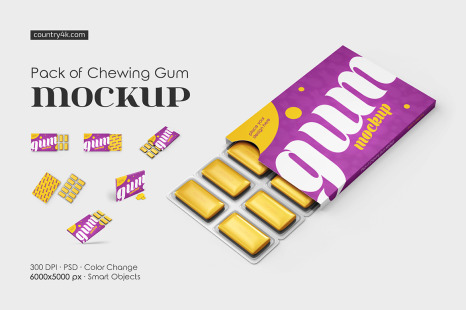 Pack of Chewing Gum Mockup Set