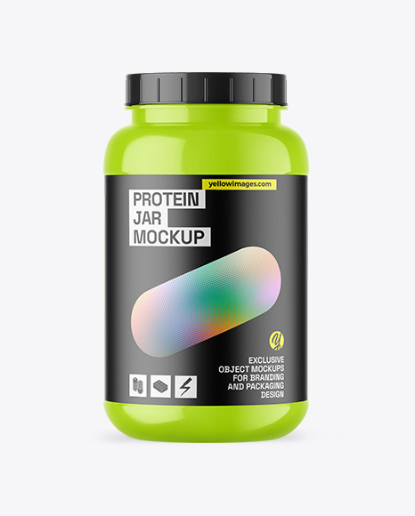 Glossy Protein Jar Mockup