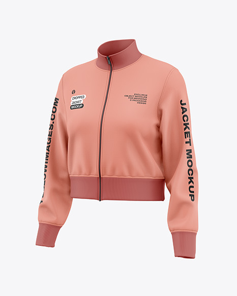 Women&#039;s Cropped Jacket Mockup - Half Side View