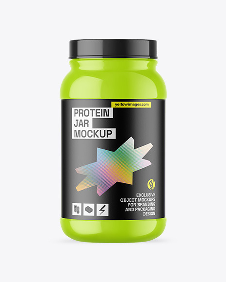 Glossy Protein Jar Mockup