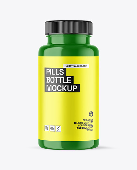 Glossy Plastic Pills Bottle Mockup