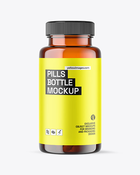 Amber Pills Bottle Mockup