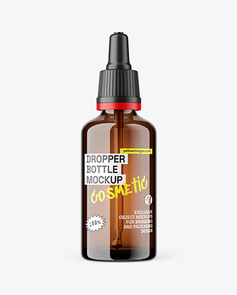 Amber Dropper Bottle Mockup