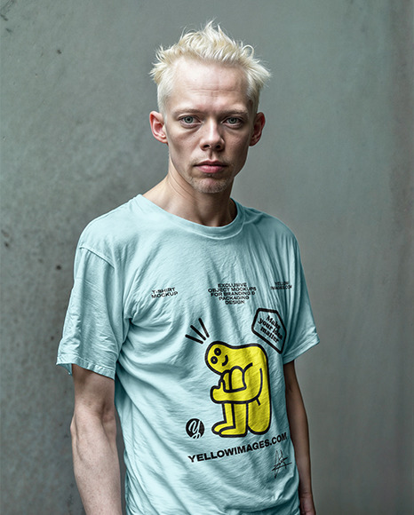 Albino Man in a T-Shirt Mockup