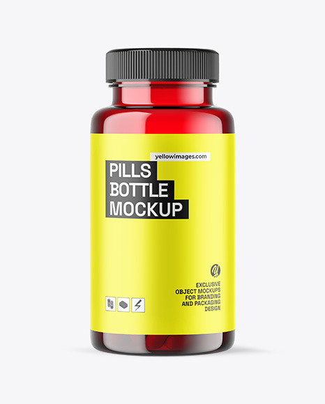 Red Pills Bottle Mockup