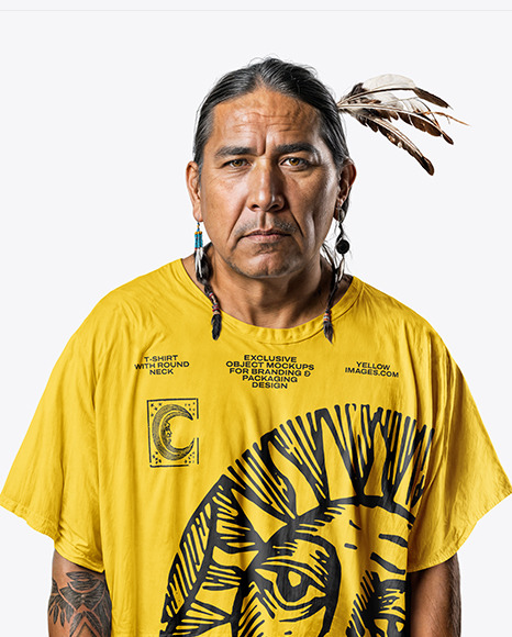 Native American Man in Oversize T-Shirt Mockup