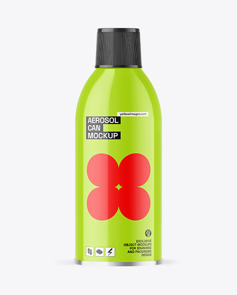Glossy Aerosol Can Mockup