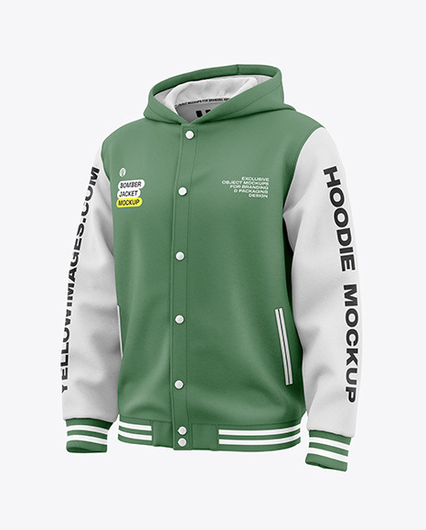 Men&#039;s Bomber Jacket with Hood Mockup - Half Side View