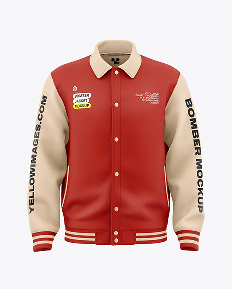 Men&#039;s Polo Bomber Jacket Mockup - Front View