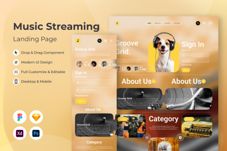 Groove Grid - Music Streaming Landing Page