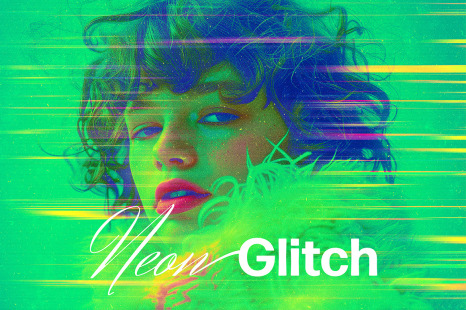 Neon Hologram Photo Effect