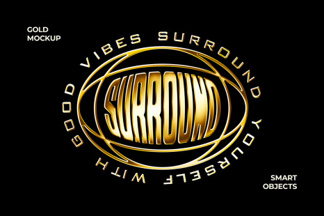 Gold Text &amp; Logo Mockup