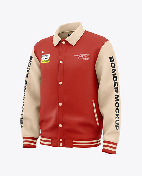 Men&#039;s Polo Bomber Jacket Mockup - Half Side View