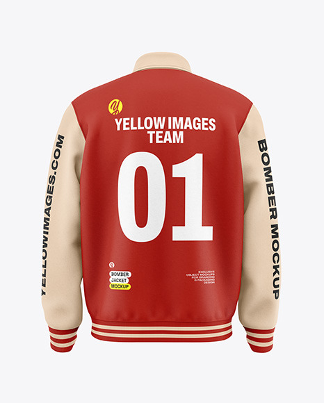 Men&#039;s Polo Bomber Jacket Mockup - Back View