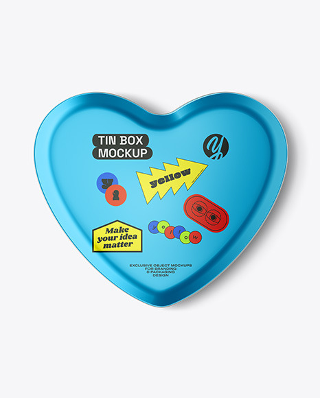 Metallic Heart Tin Box Mockup