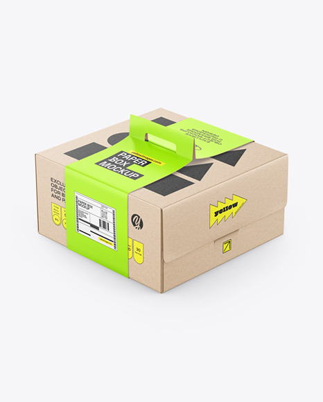 Kraft Paper Box w/ Sleeve Handle Mockup