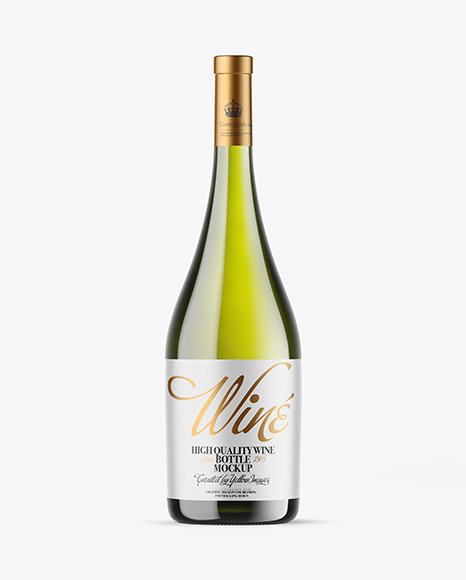 Green Glass White Wine Bottle Mockup