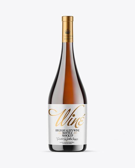 Amber Glass White Wine Bottle Mockup