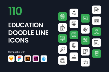 Education Doodle Line Icons